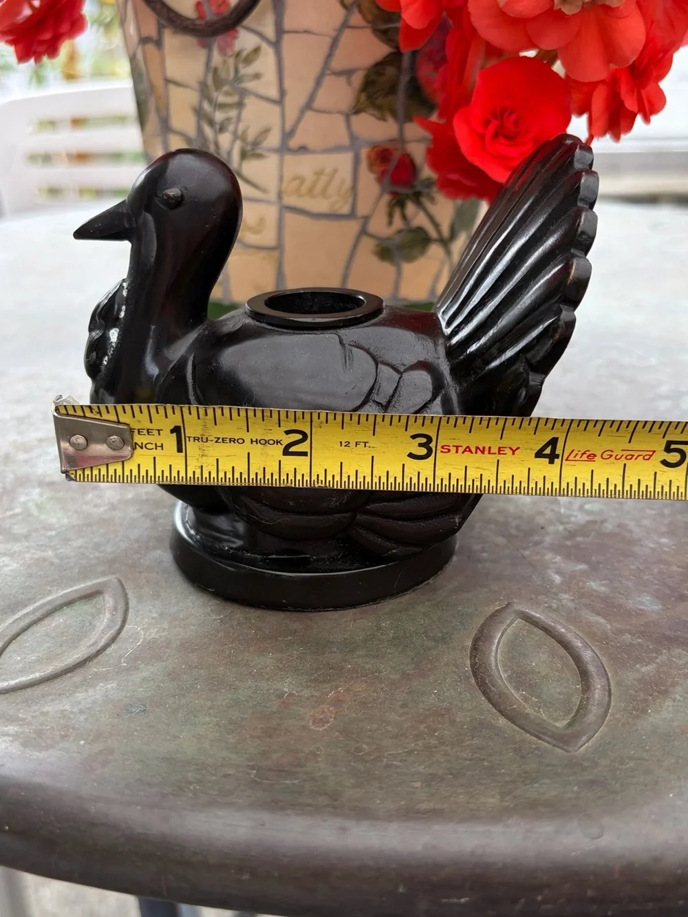 Pair Pottery Barn Black Bronze Turkey Taper Candle Holders Fall Thanksgiving